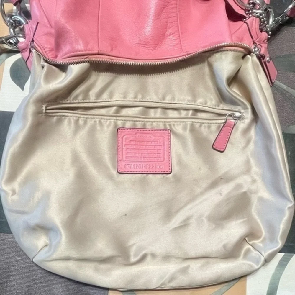 COACH KRISTIN LEATHER Rose/Silver LARGE HOBO F22309 $458 Retail